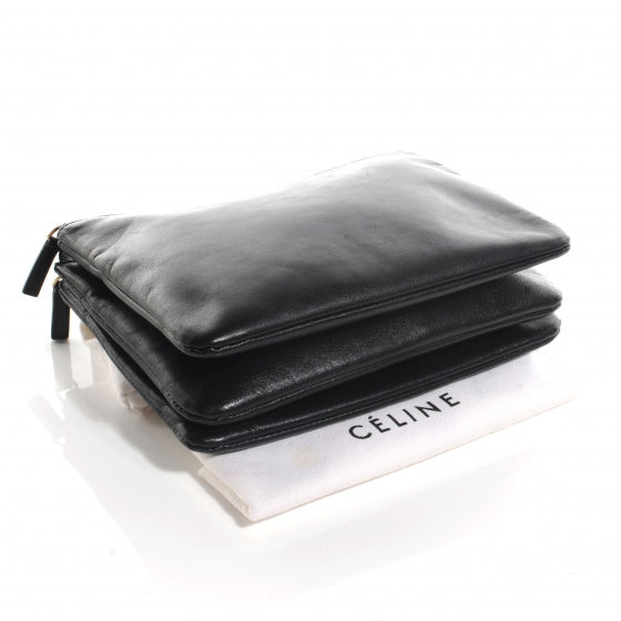 Lambskin Small Trio Crossbody Bag Black
