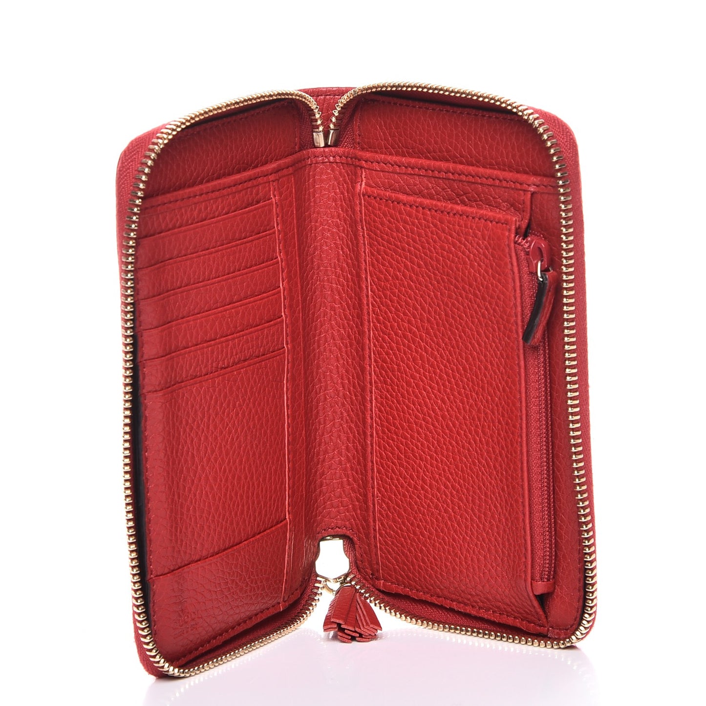 Pebbled Calfskin Medium Soho Zip Around Wallet Red