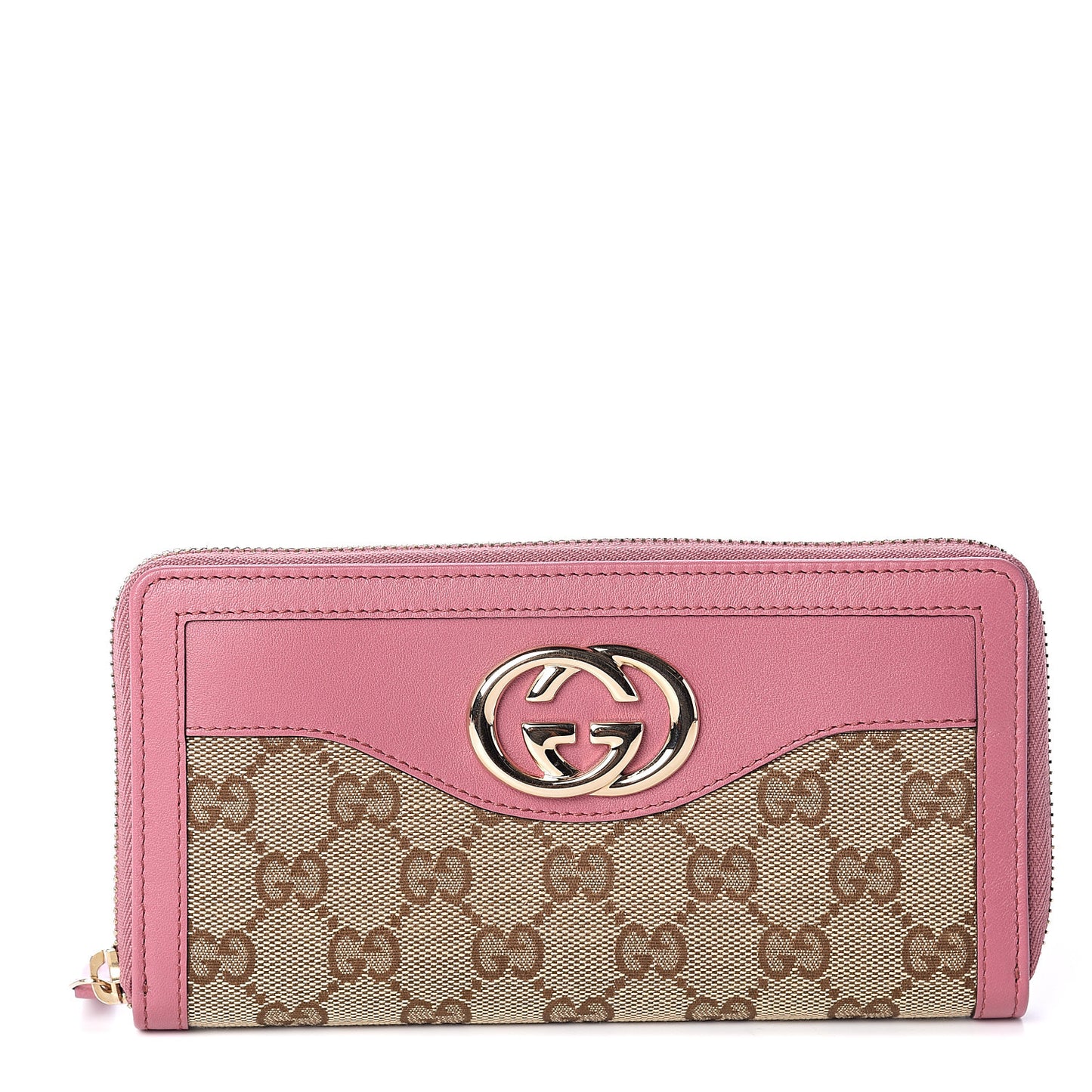 Monogram Margaux Calfskin Sukey Zip Around Wallet Beige Ebony Vintage Rose