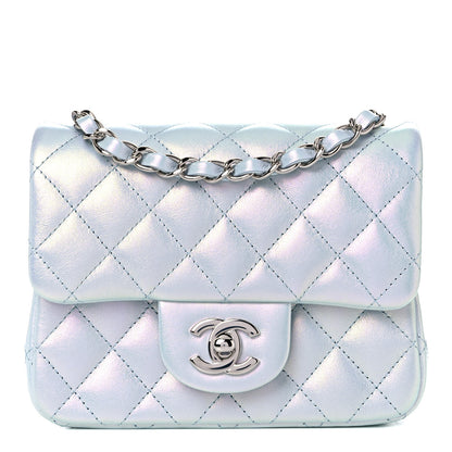 Chanel Iridescent Lambskin Quilted Mini Square Flap Light Blue 1 of 10