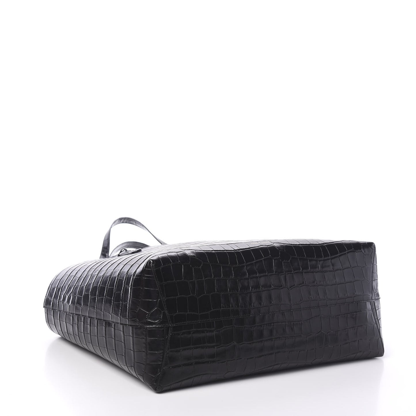 Crocodile Embossed Calfskin Large Shopping Tote Black