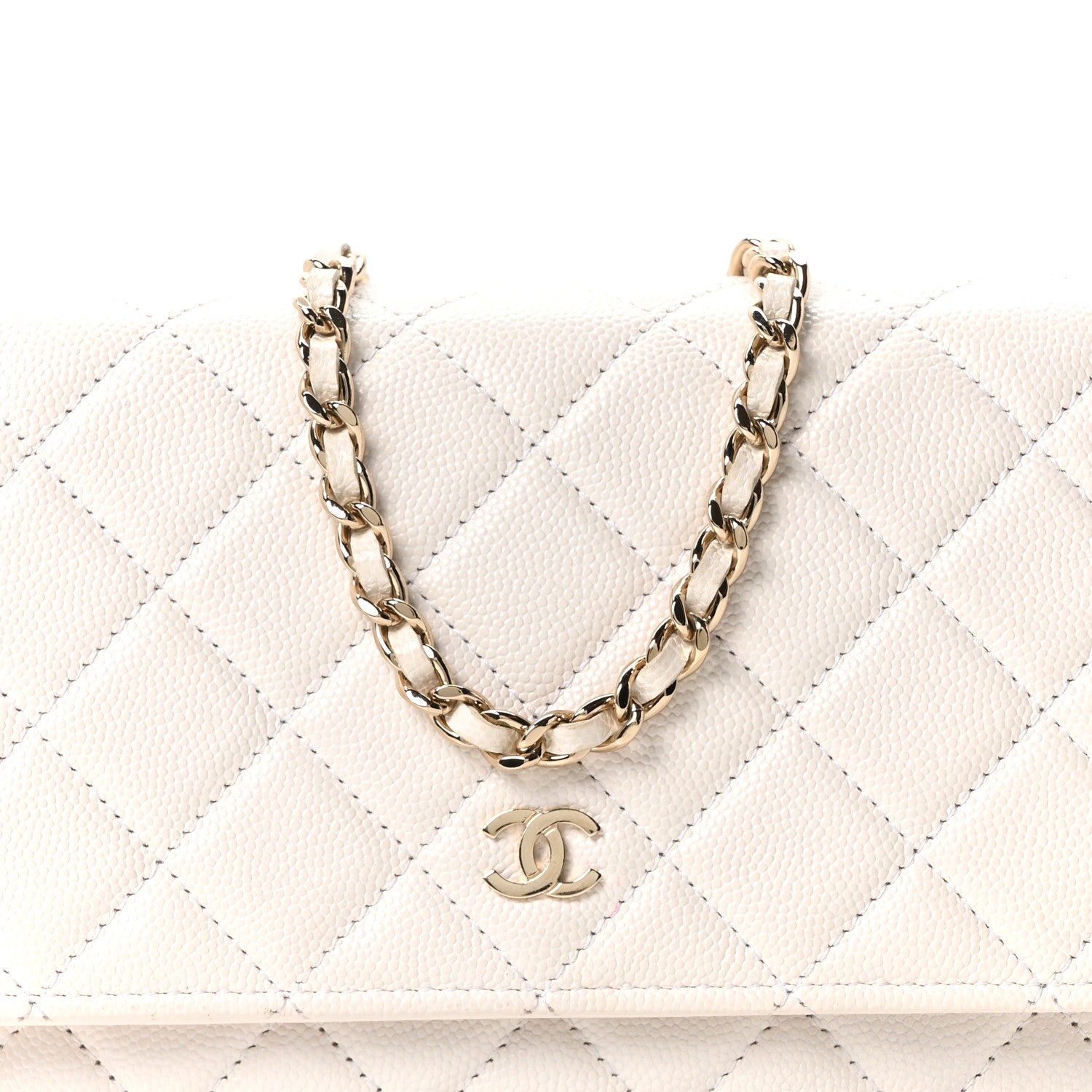 Chanel Caviar Quilted Wallet On Chain WOC White 9 of 11