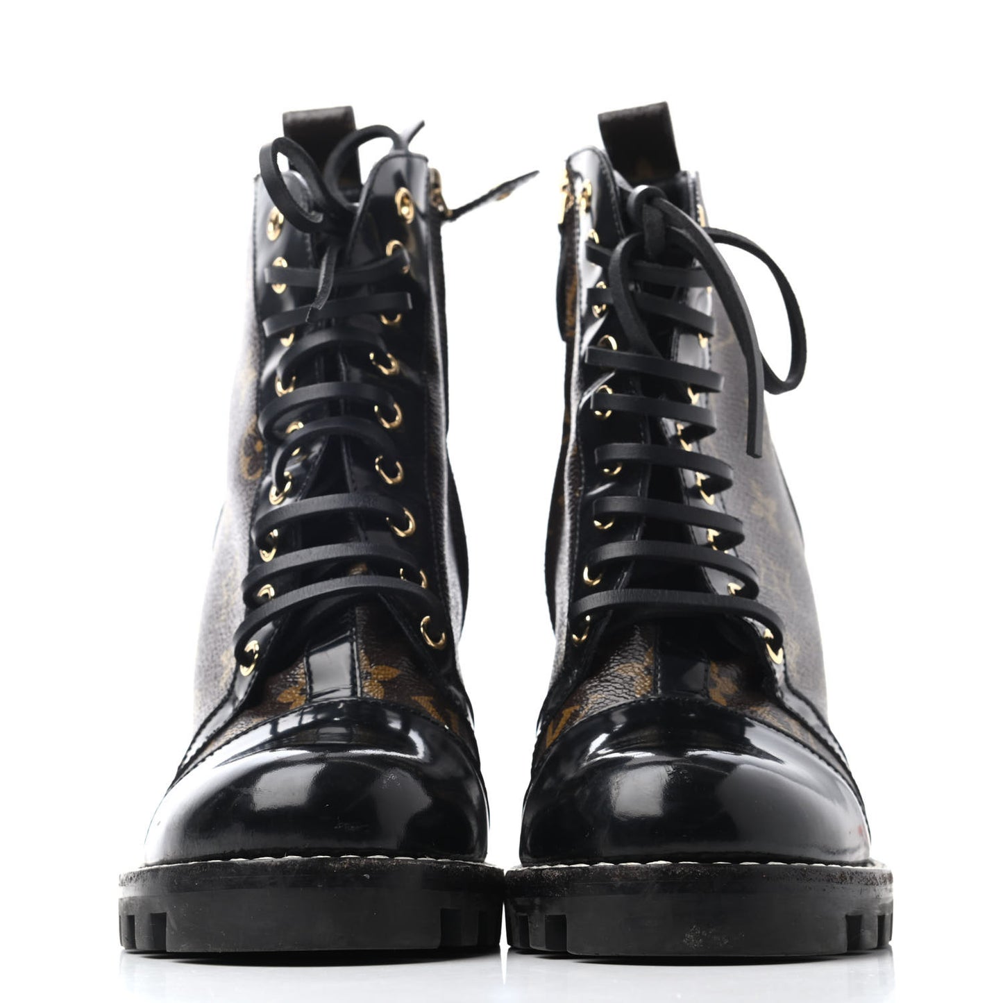 Patent Calfskin Monogram Star Trail Ankle Boots 39 Black