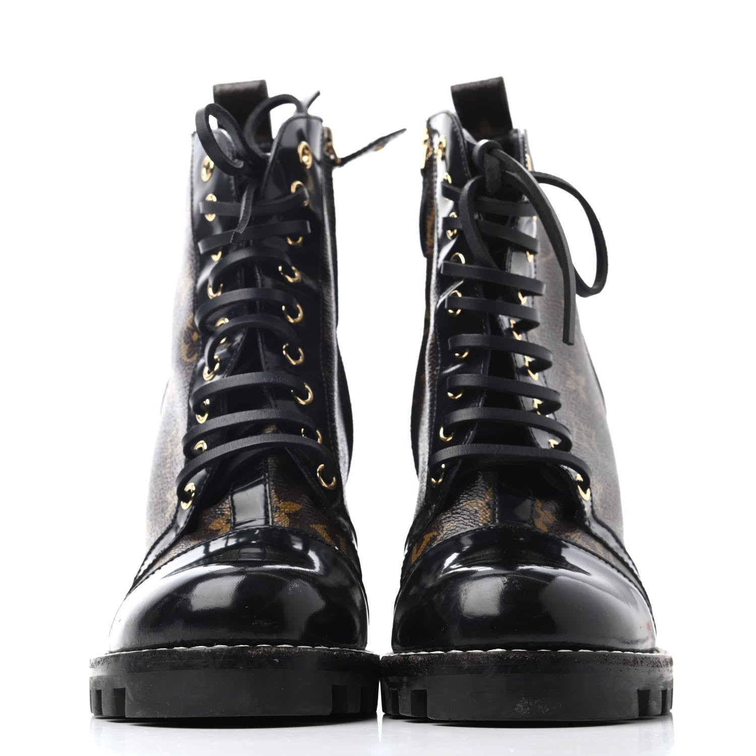 Louis Vuitton Patent Calfskin Monogram Star Trail Ankle Boots 39 Black 2 of 4