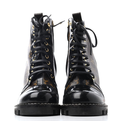 Louis Vuitton Patent Calfskin Monogram Star Trail Ankle Boots 39 Black 2 of 4
