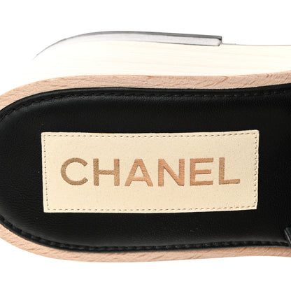 Chanel Lambskin Quilted CC Wedge Sandals 38 Black 6 of 10