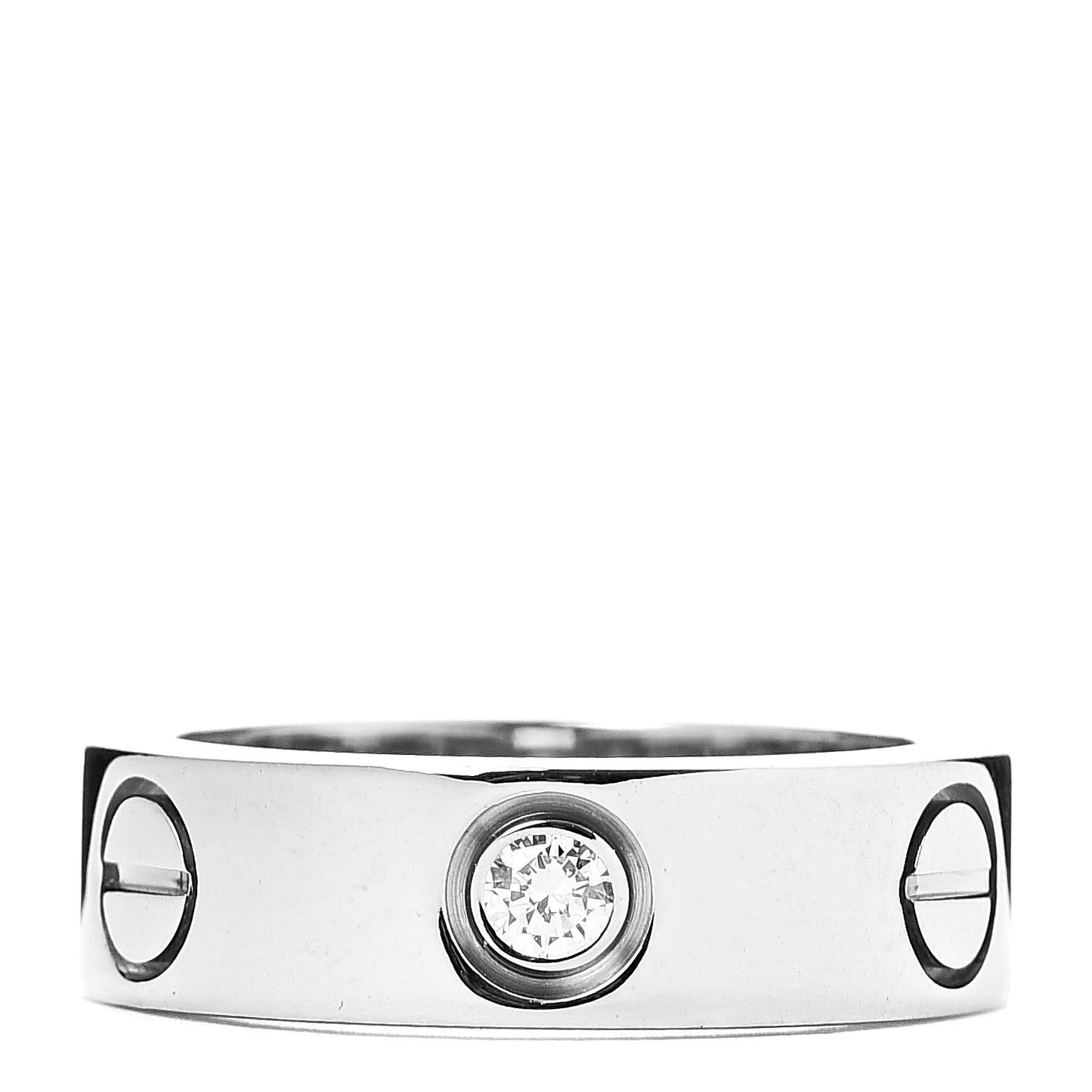 18K White Gold 3 Diamond 5.5mm LOVE Ring 48 4.5