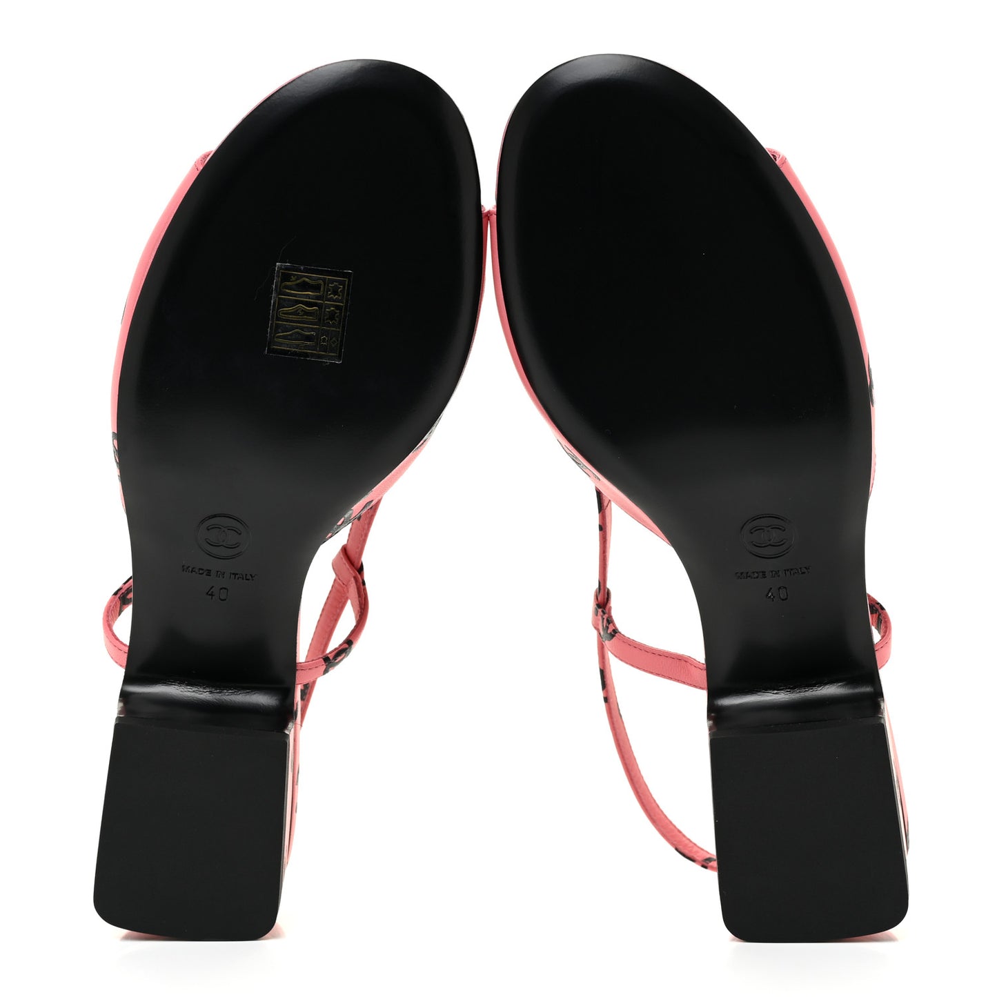 Printed Lambskin CC Slingback Sandals 40 Pink Black