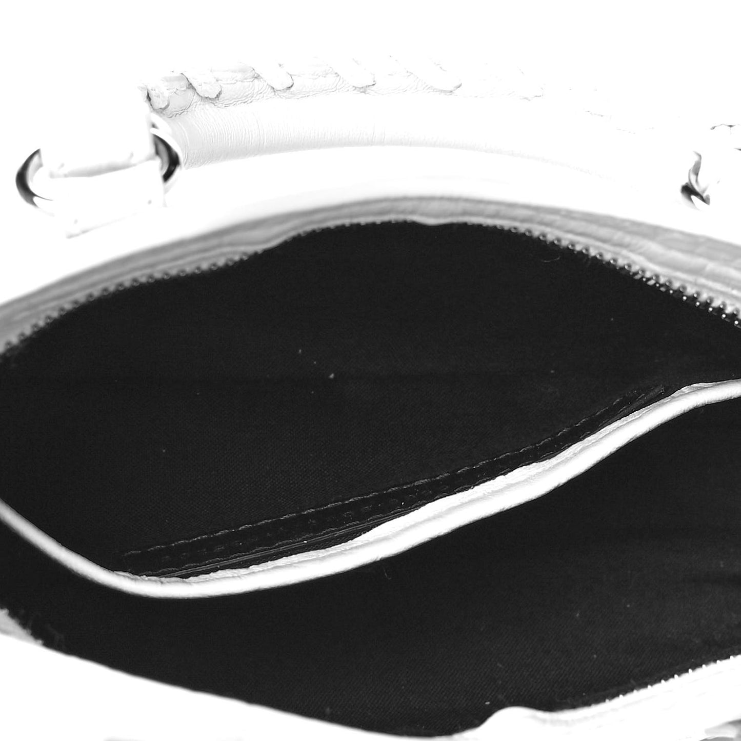 Matte Supple Lambskin Crocodile Embossed Classic Silver Hardware Nano City White