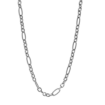 David Yurman Sterling Silver 18K Yellow Gold Figaro Chain Link Necklace 1 of 5