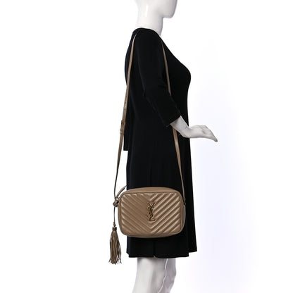 Saint Laurent Calfskin Matelasse Monogram Lou Camera Bag Dark Latte 2 of 10