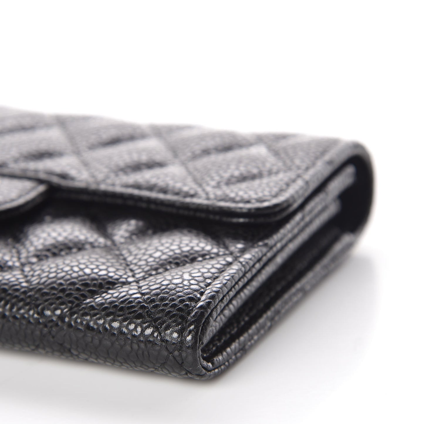 Caviar Quilted Medium Flap Wallet Black