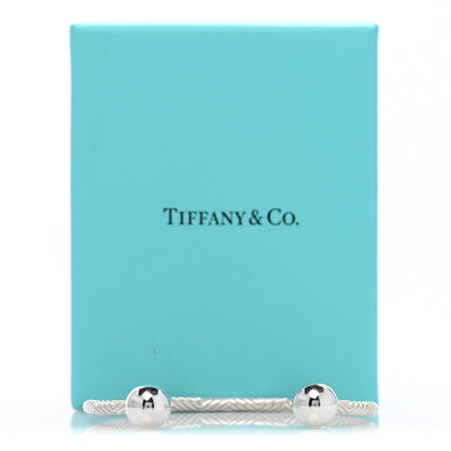 Tiffany Sterling Silver Textured Barbell Cuff Bracelet 4 of 4