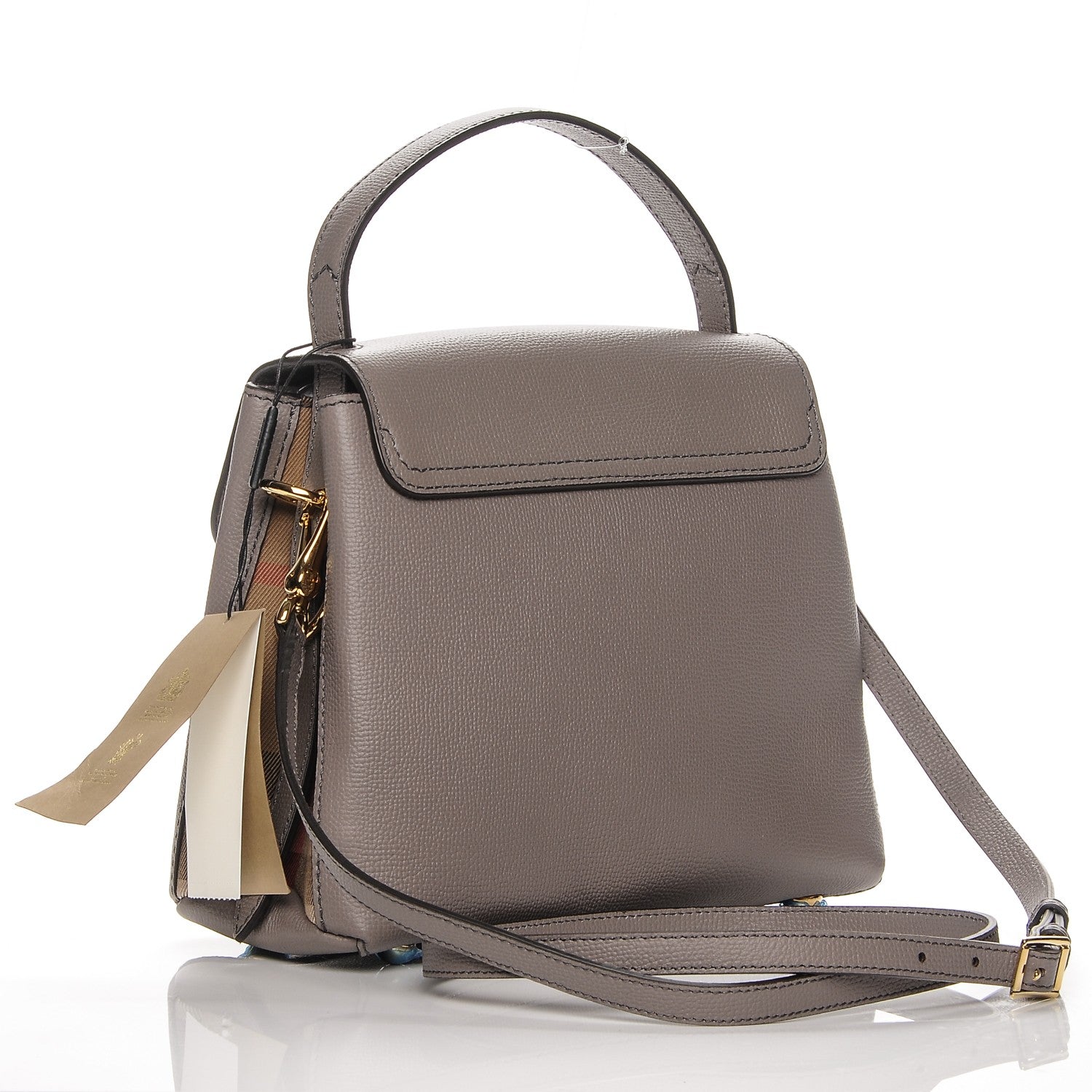 Burberry Derby Calfskin House Check Small Camberley Thistle Grey 3 of 7