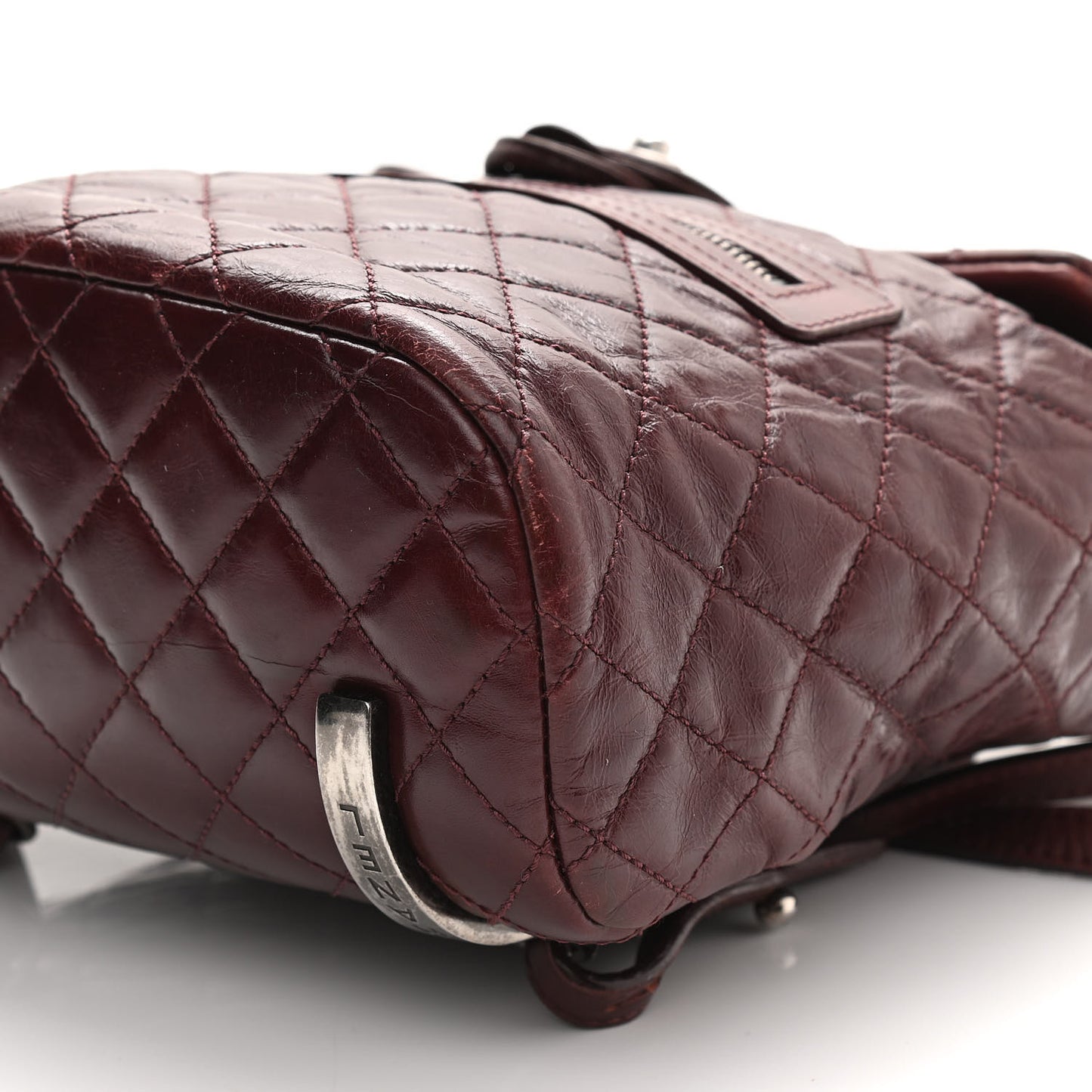 Glazed Calfskin Quilted Small Salzburg Backpack Burgundy