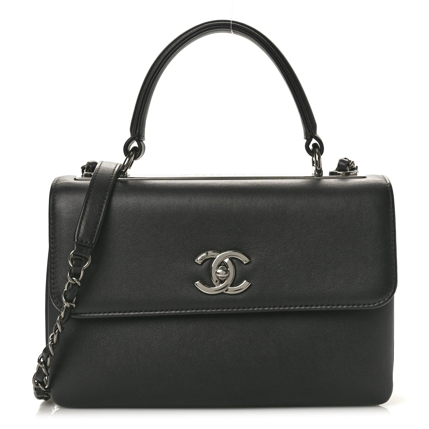 Chanel Calfskin Small Trendy CC Dual Handle Flap Bag Black 1 of 10