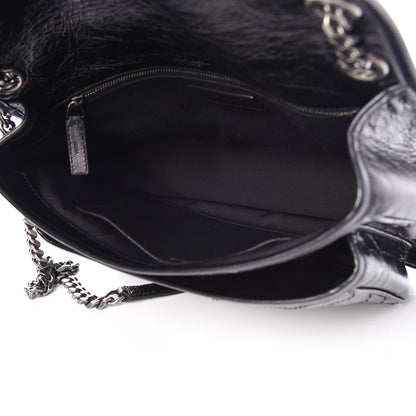 Saint Laurent Crinkled Calfskin Matelasse Monogram Medium Niki Chain Satchel Black 5 of 7