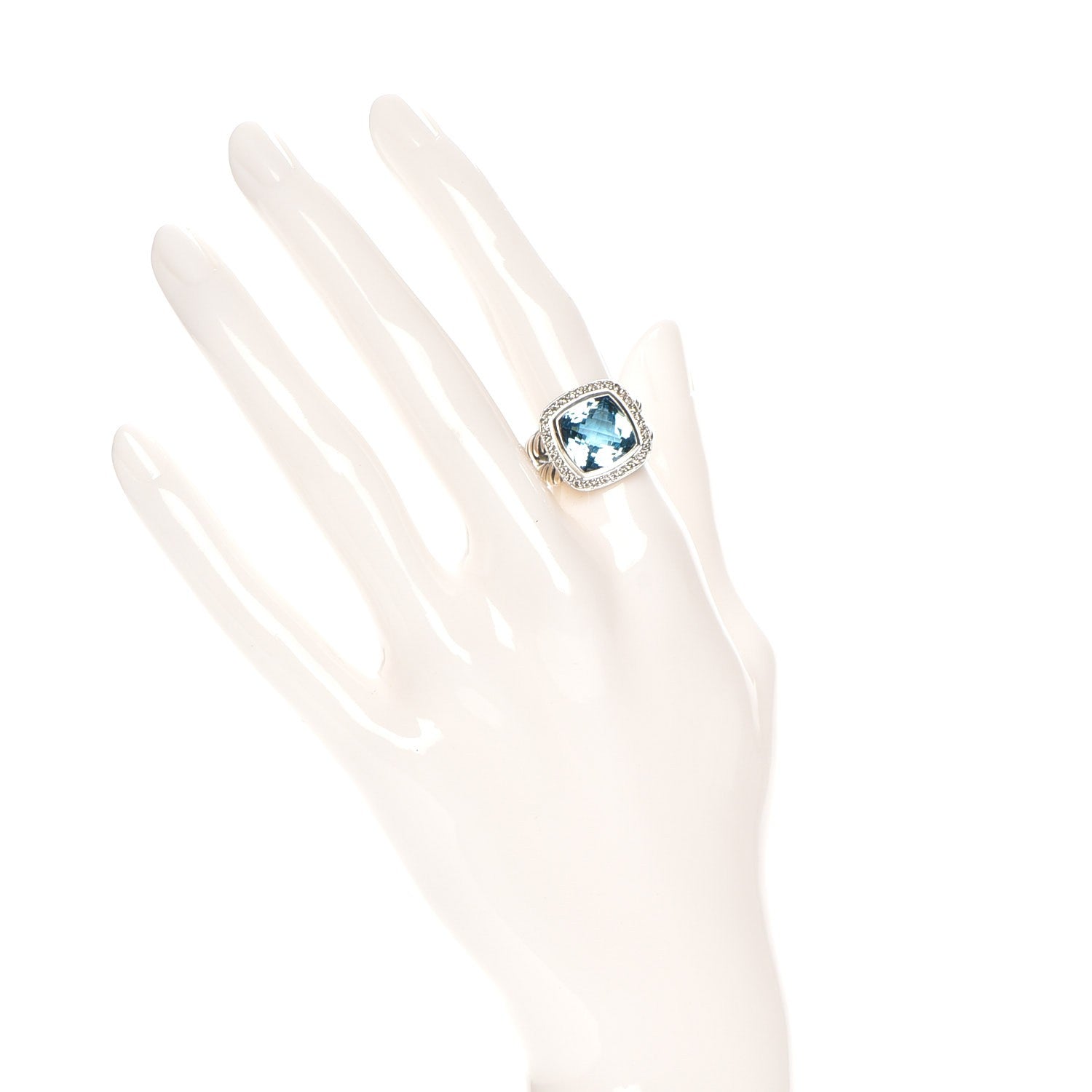 David Yurman Sterling Silver Diamond Blue Topaz 11mm Albion Ring 51 5.75 2 of 6
