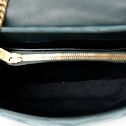 Saint Laurent Suede Calfskin Y Quilted Monogram Small Loulou Chain Satchel Algae 5 of 11