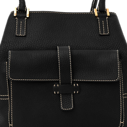 Loro Piana Grained Calfskin Globe Shoulder Bag Black 7 of 9