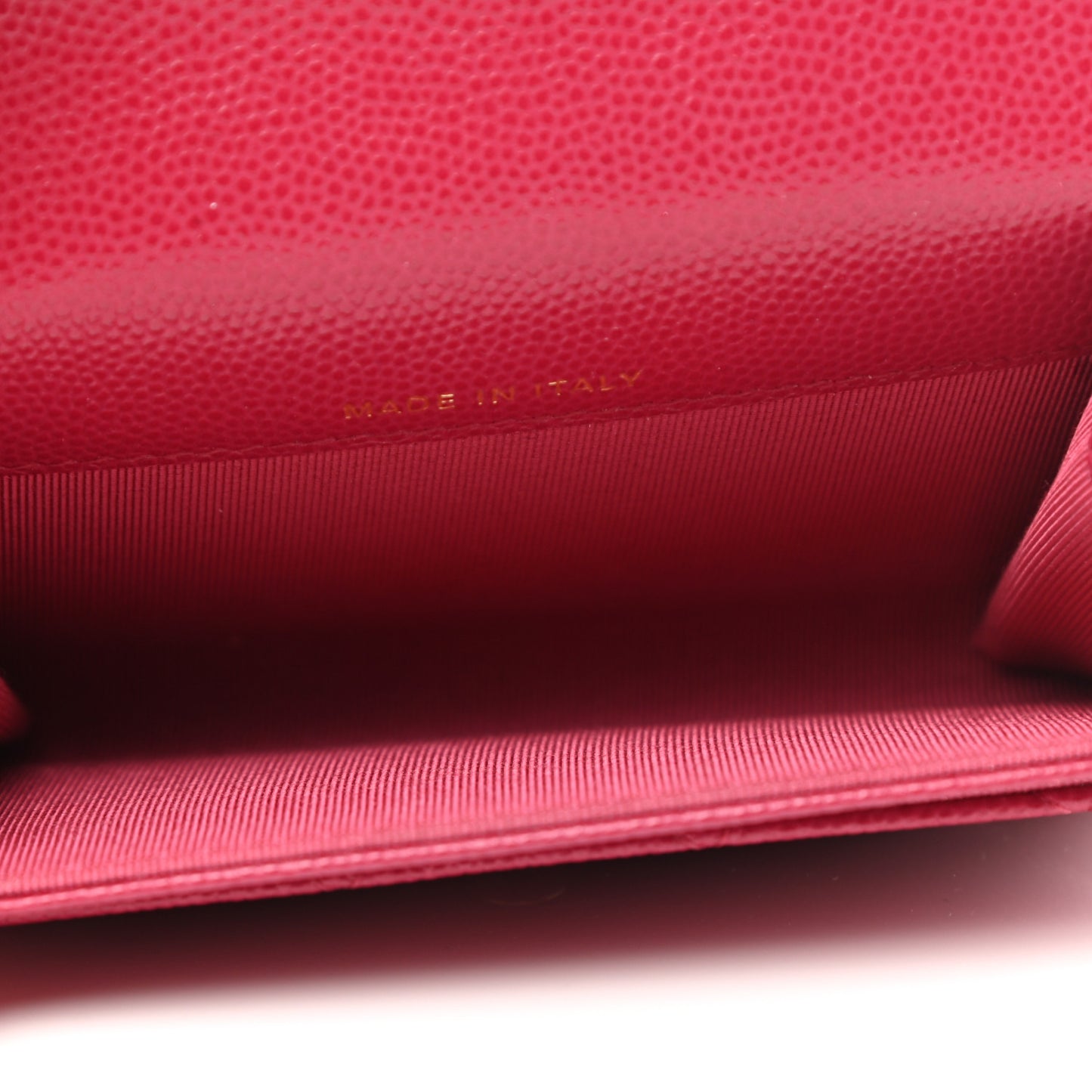 Caviar Quilted Flap Card Holder Wallet Dark Pink
