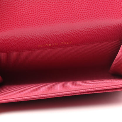 Chanel Caviar Quilted Flap Card Holder Wallet Dark Pink 5 of 9