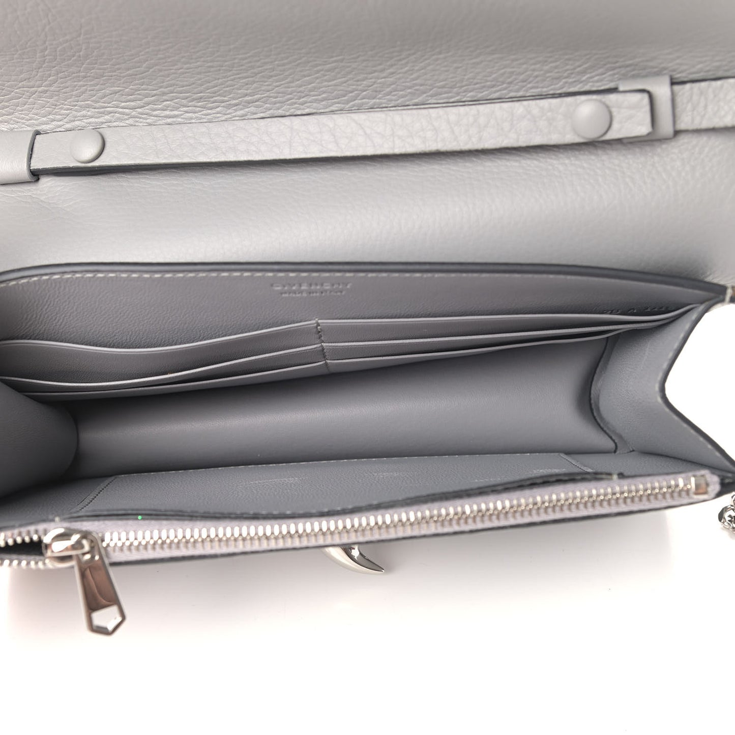 Calfskin Shark Lock Chain Wallet Grey