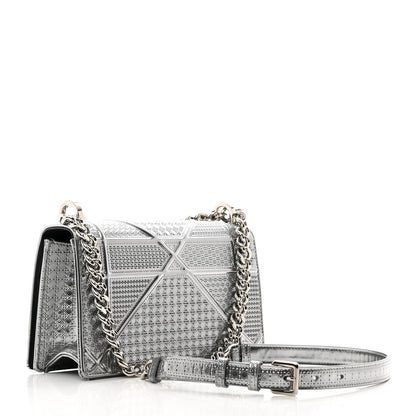 Christian Dior Metallic Patent Micro-Cannage Small Diorama Flap Bag Silver 3 of 10