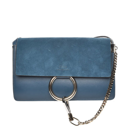 Chloe Suede Calfskin Small Faye Shoulder Bag Majolica Blue 1 of 7