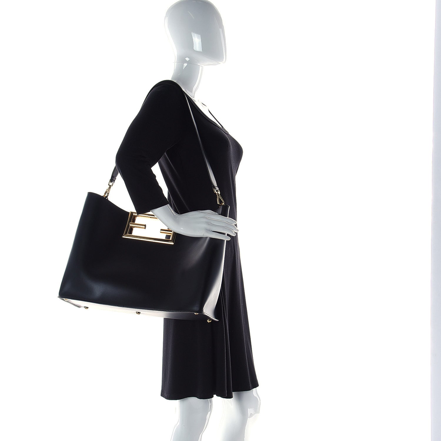 Fendi Vitello King Medium Fendi Way Tote Black 2 of 13