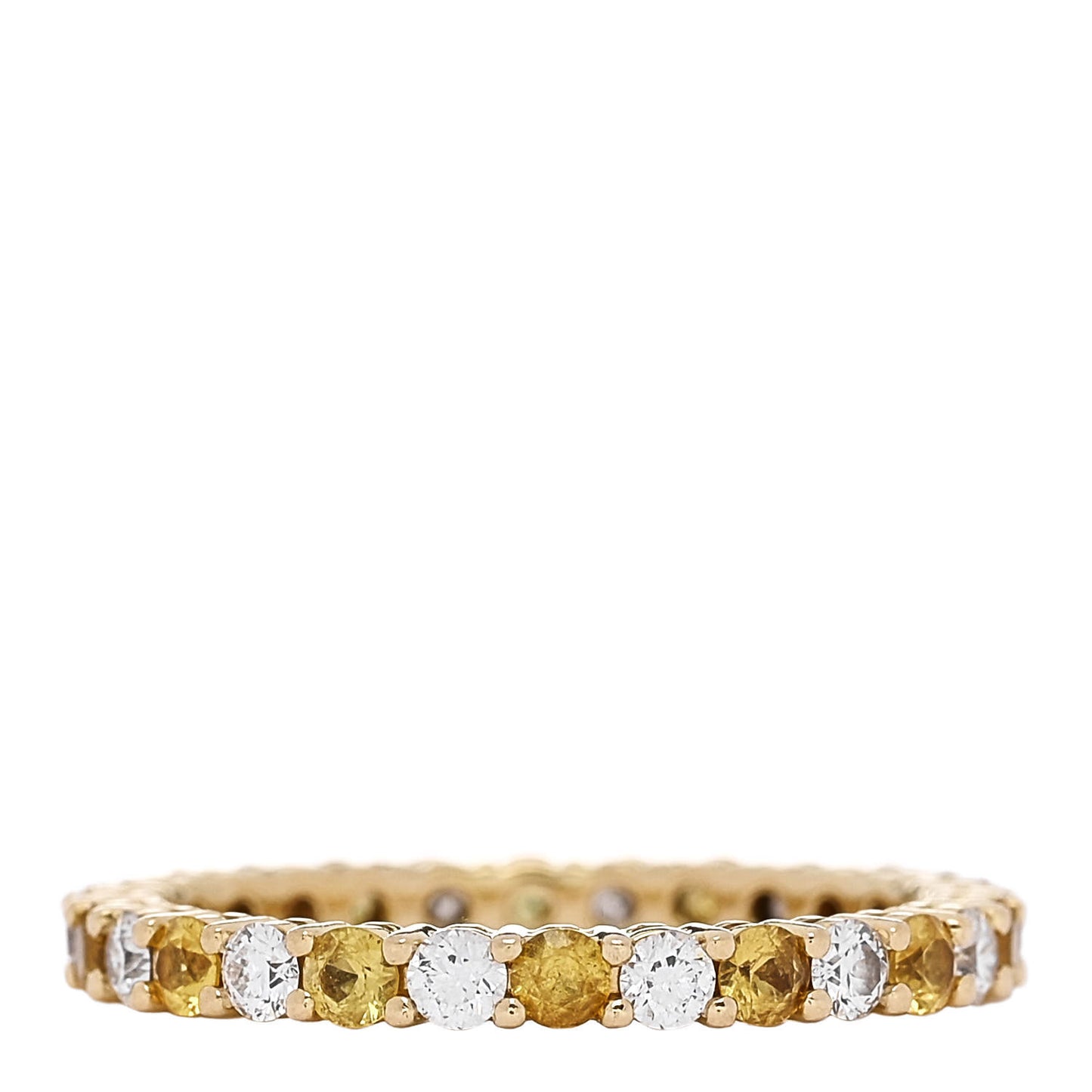 18K Yellow Gold Diamond Yellow Sapphire Eternity Band Ring 49 4.75