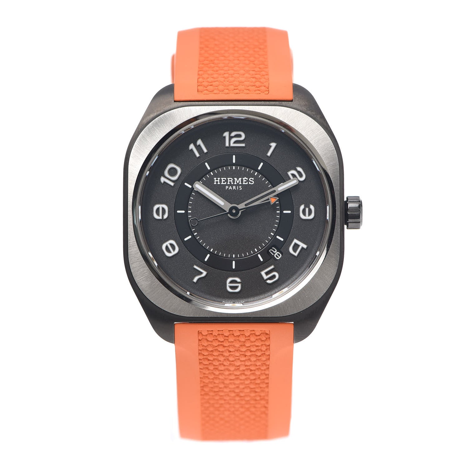 Hermes DLC Coated Titanium Rubber 39mm H08 Automatic Watch Orange 1 of 6