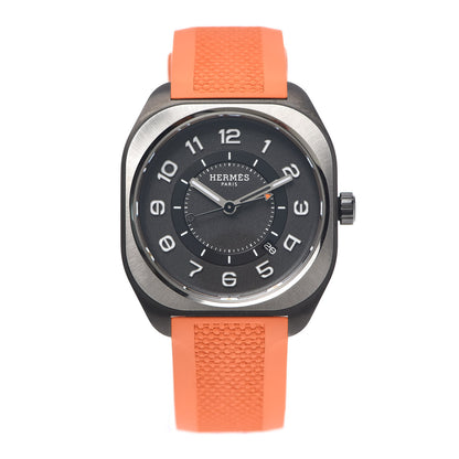 Hermes DLC Coated Titanium Rubber 39mm H08 Automatic Watch Orange 1 of 6