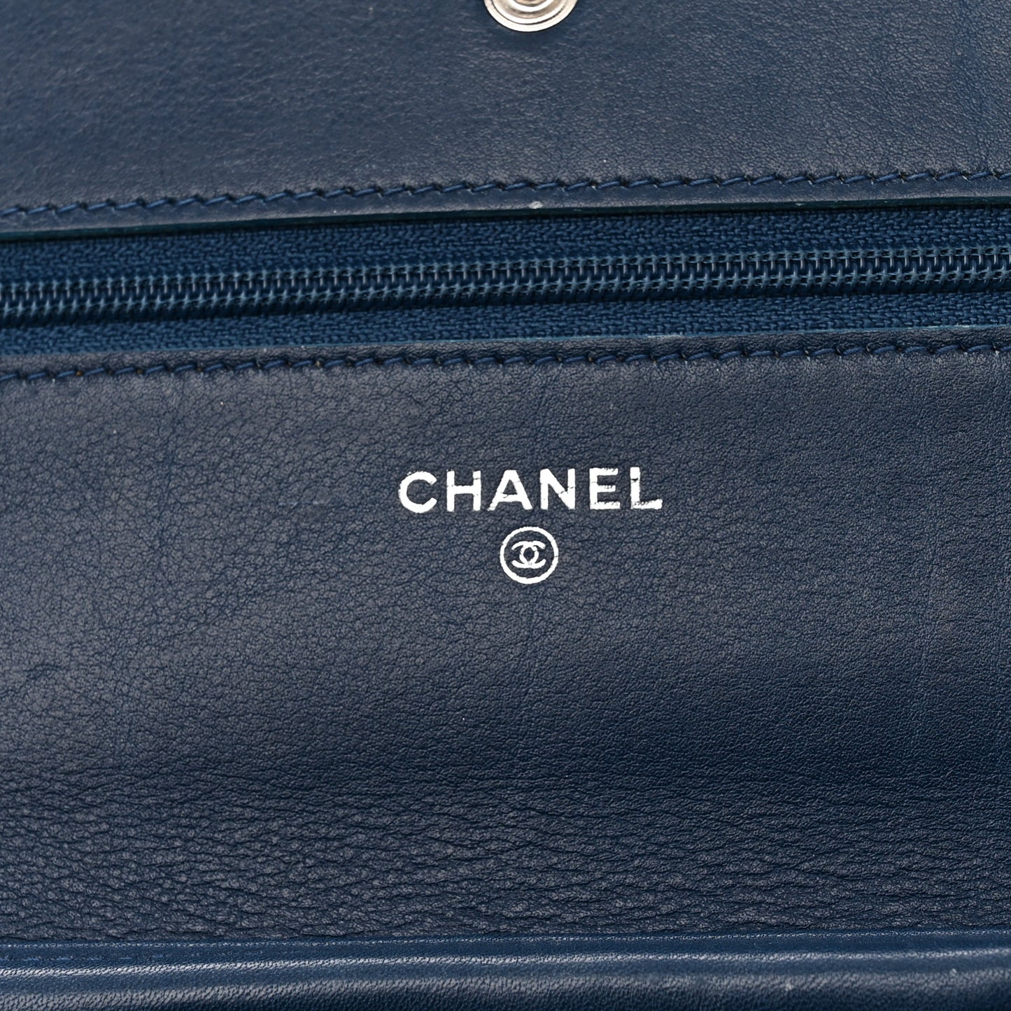 Patent Camellia Wallet on Chain WOC Royal Blue