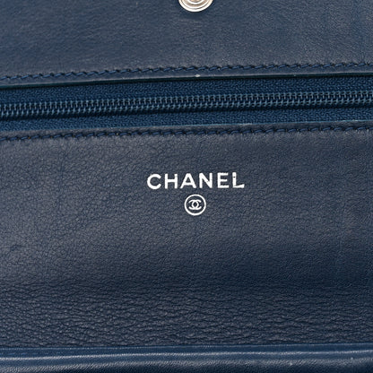 Chanel Patent Camellia Wallet on Chain WOC Royal Blue 6 of 18
