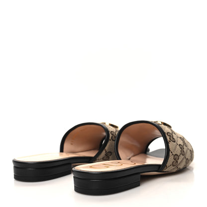 Gucci Monogram Matelasse Diagonal GG Marmont Flat Slide Sandals 36.5 Beige Ebony Black 4 of 9
