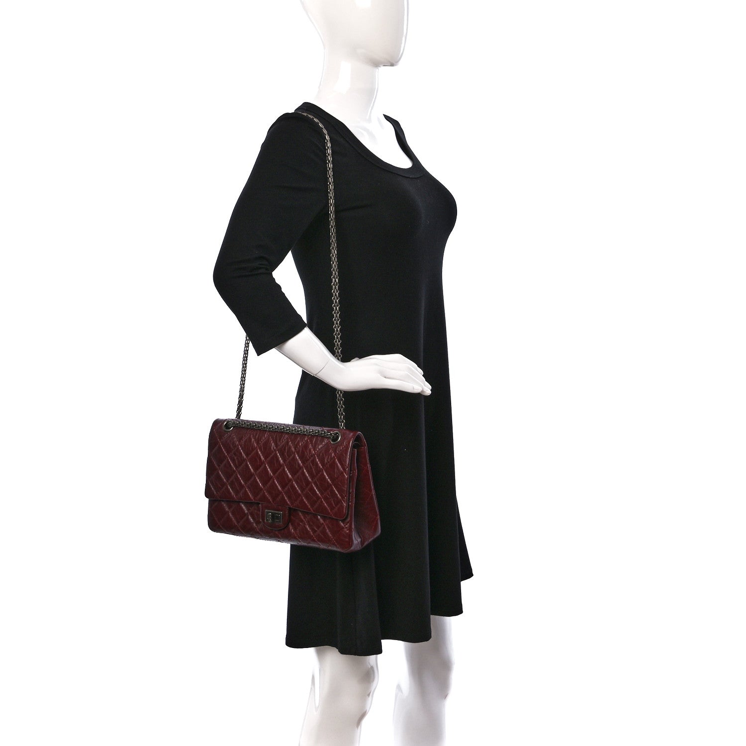 Chanel Aged Calfskin Quilted 2.55 Reissue 226 Flap Dark Burgundy 2 of 9