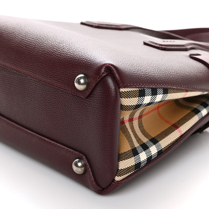 Burberry Grainy Calfskin House Check Small Banner Tote Mahogany Red 9 of 9