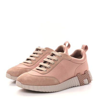 Hermes Sport Goatskin Suede Goatskin Bouncing Sneakers 37.5 Rose Porcelaine 3 of 7