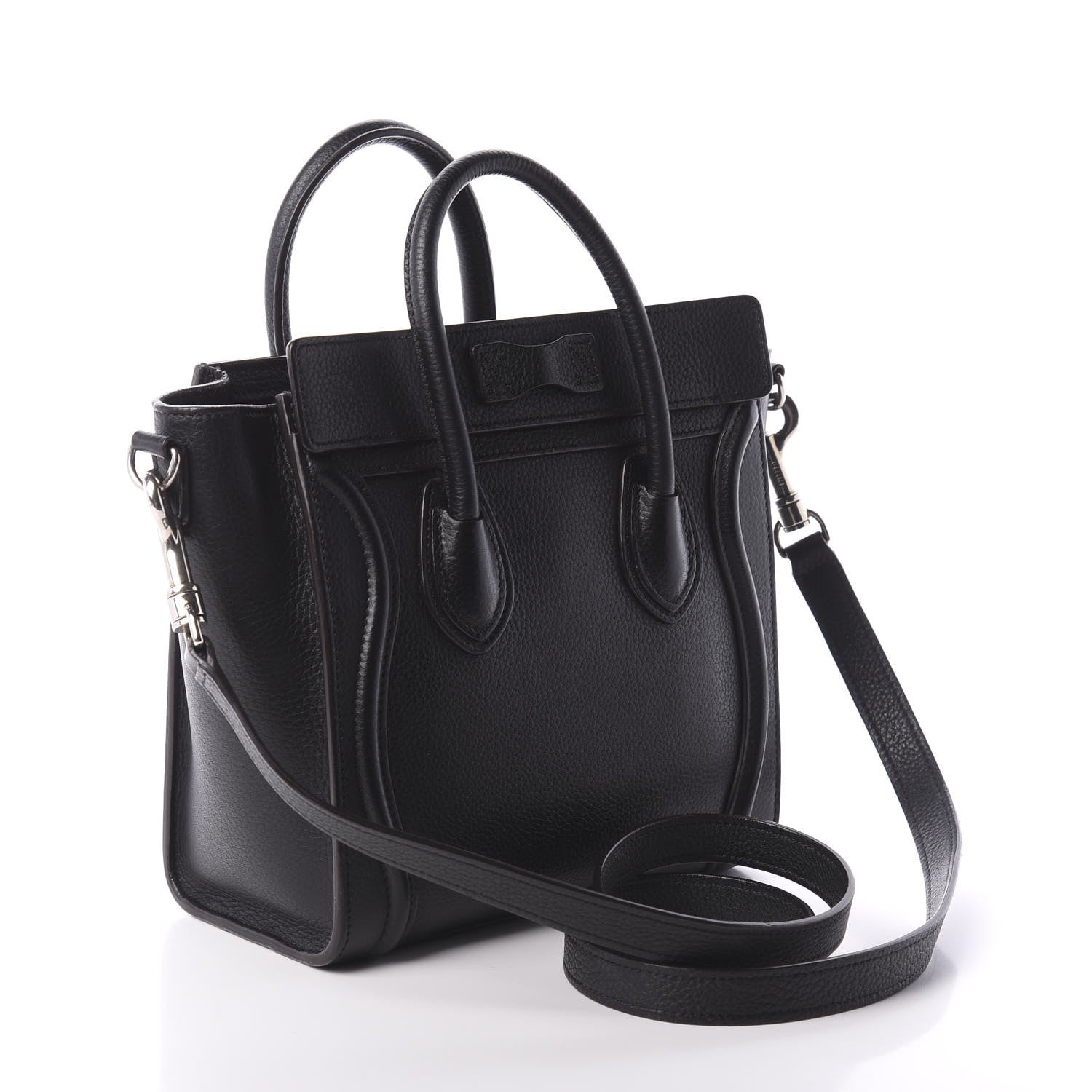 Celine Drummed Calfskin Nano Luggage Black 4 of 10