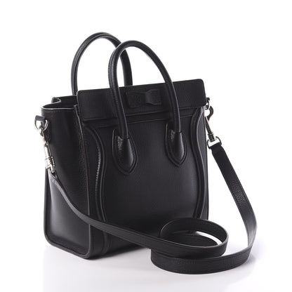 Celine Drummed Calfskin Nano Luggage Black 4 of 10