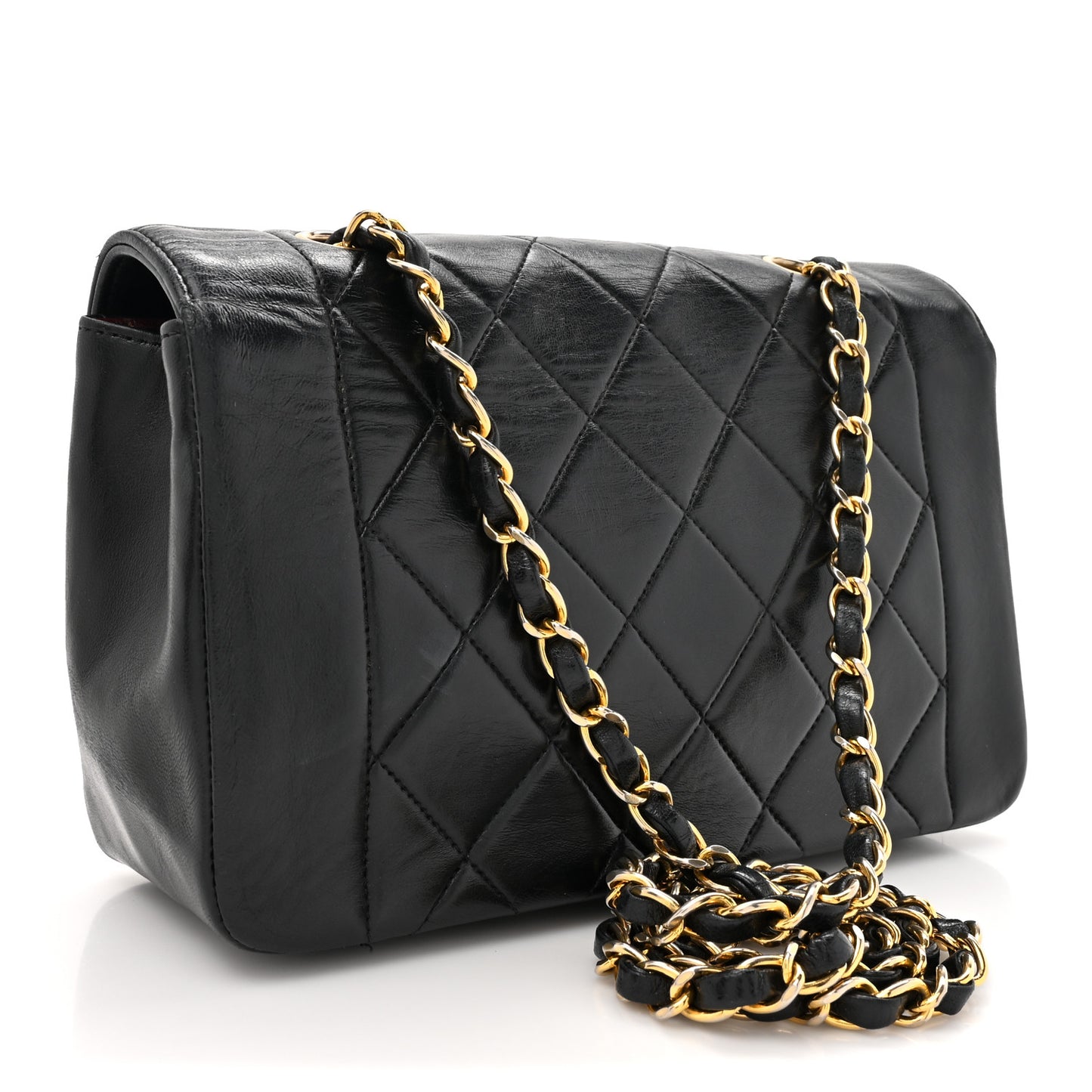 Lambskin Quilted Small Single Flap Black
