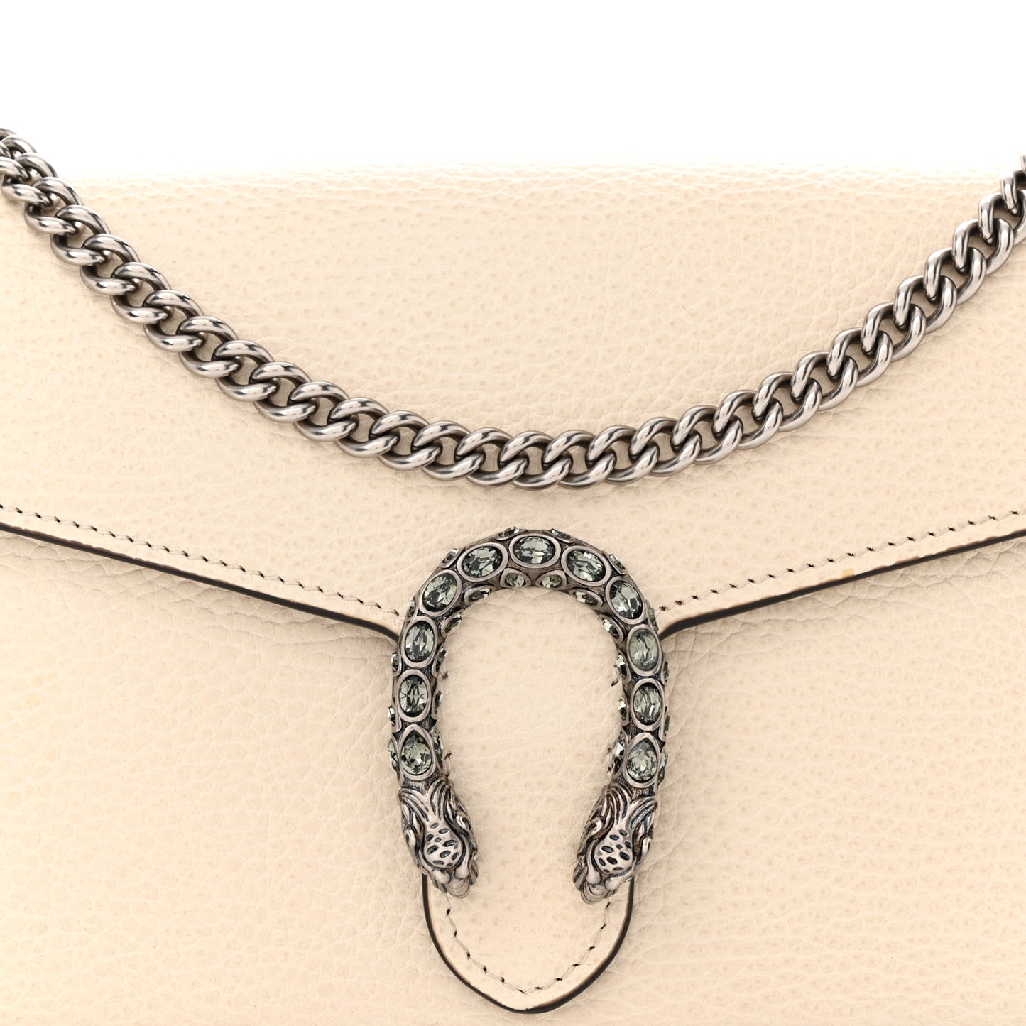 Dollar Calfskin Mini Dionysus Chain Wallet Mystic White