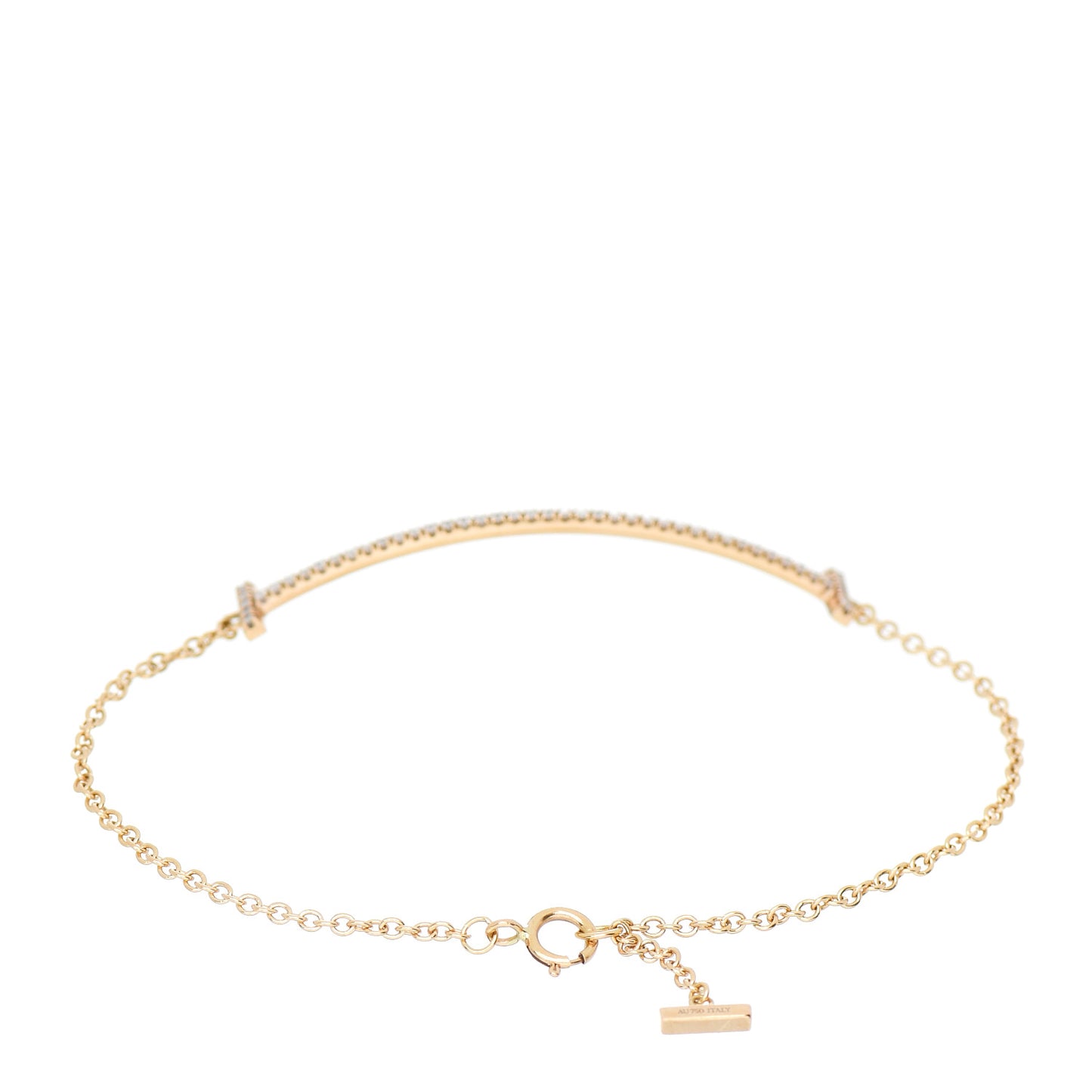 18K Yellow Gold Diamond T Smile Bracelet
