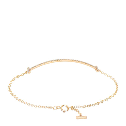 Tiffany 18K Yellow Gold Diamond T Smile Bracelet 2 of 4