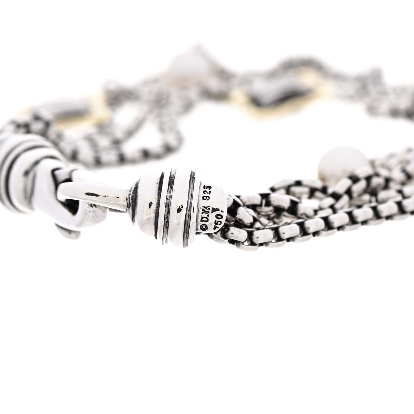Sterling Silver 18K Yellow Gold Pearl Multistrand Quatrefoil Bracelet