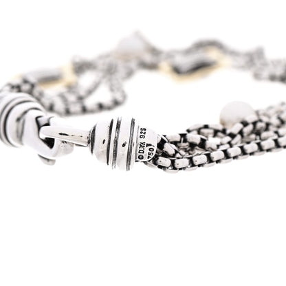 David Yurman Sterling Silver 18K Yellow Gold Pearl Multistrand Quatrefoil Bracelet 3 of 4