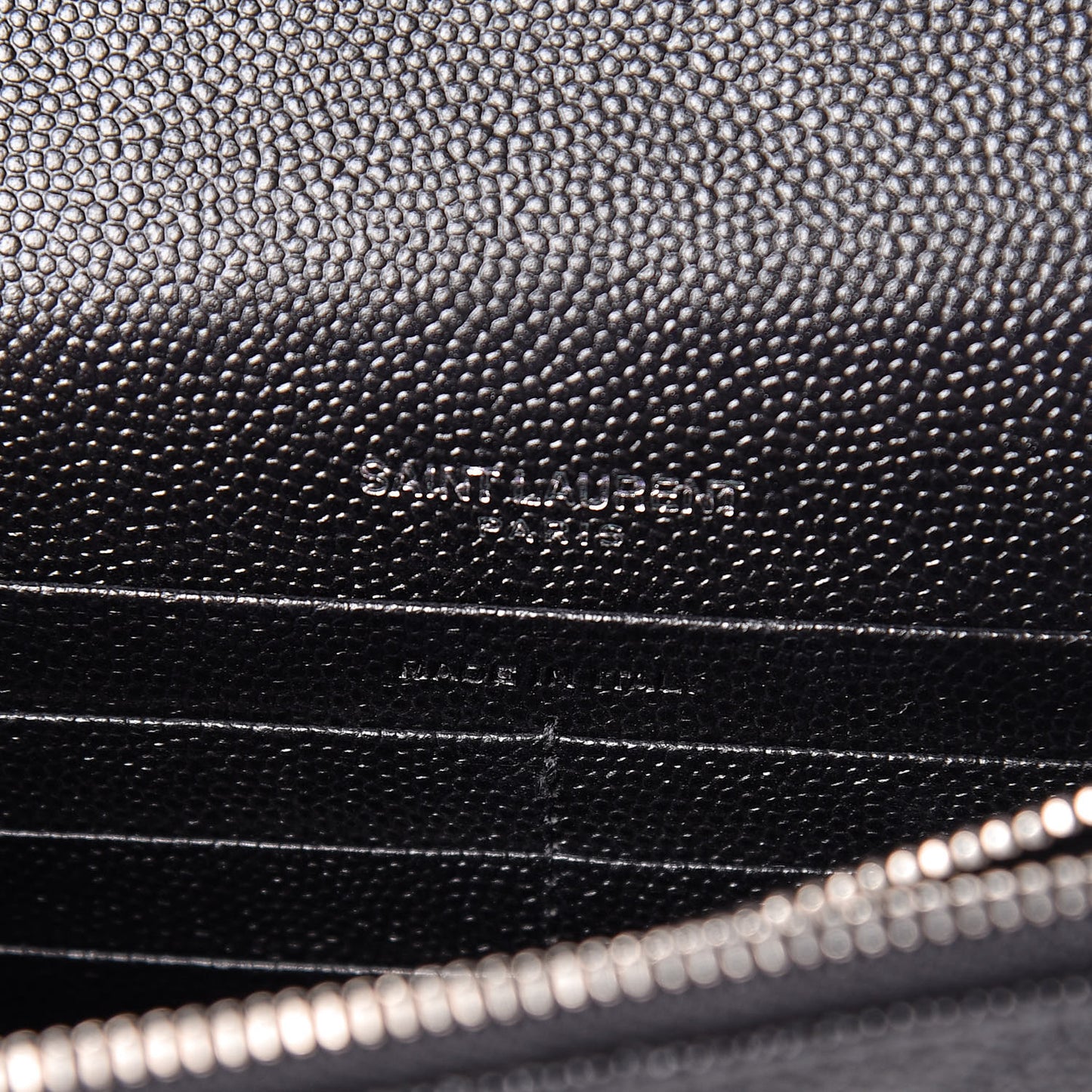 Grain De Poudre Matelasse Chevron Monogram Envelope Chain Wallet Black