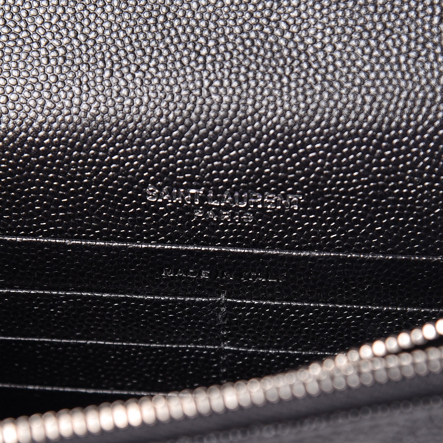 Saint Laurent Grain De Poudre Matelasse Chevron Monogram Envelope Chain Wallet Black 6 of 11