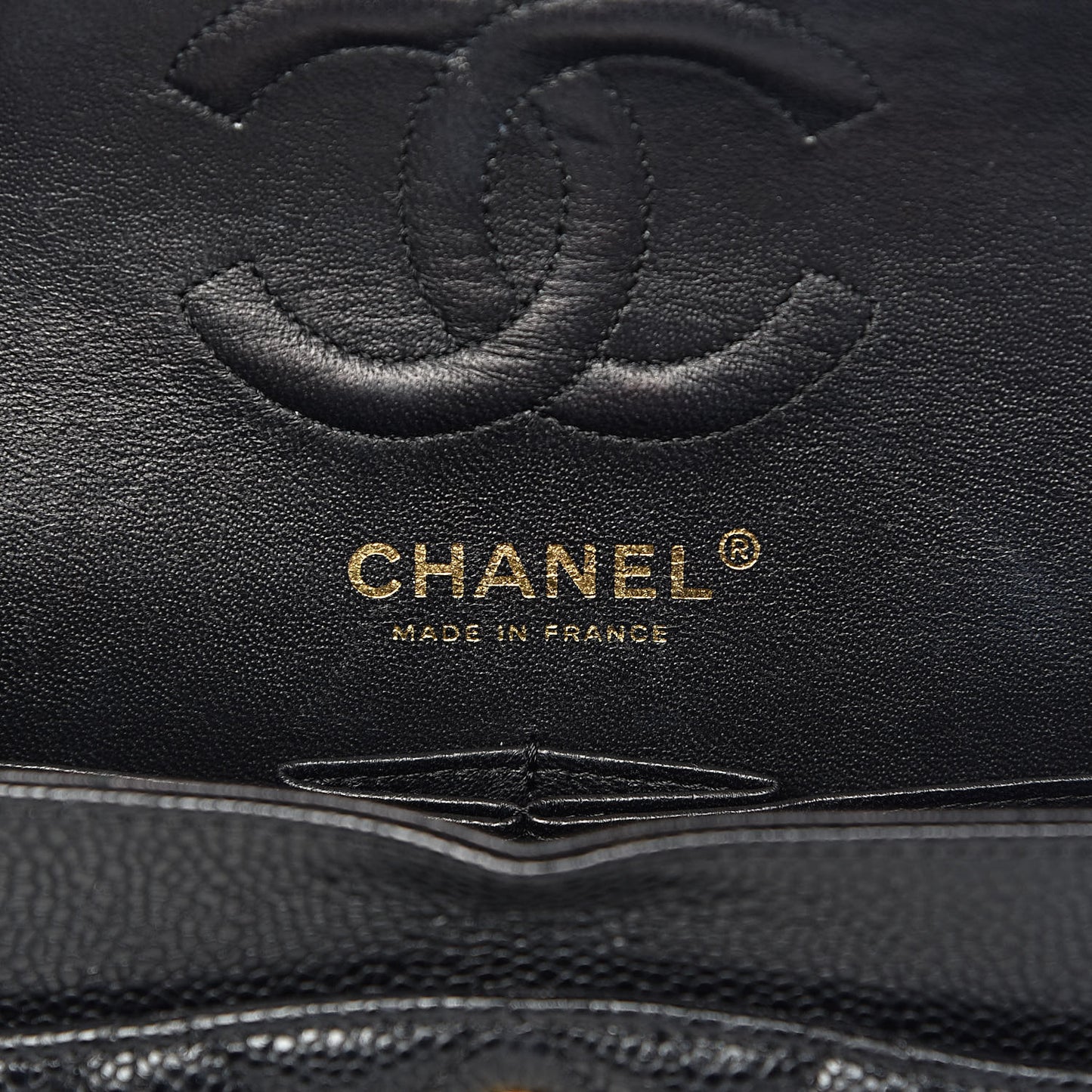 Caviar Quilted Small Double Flap Black